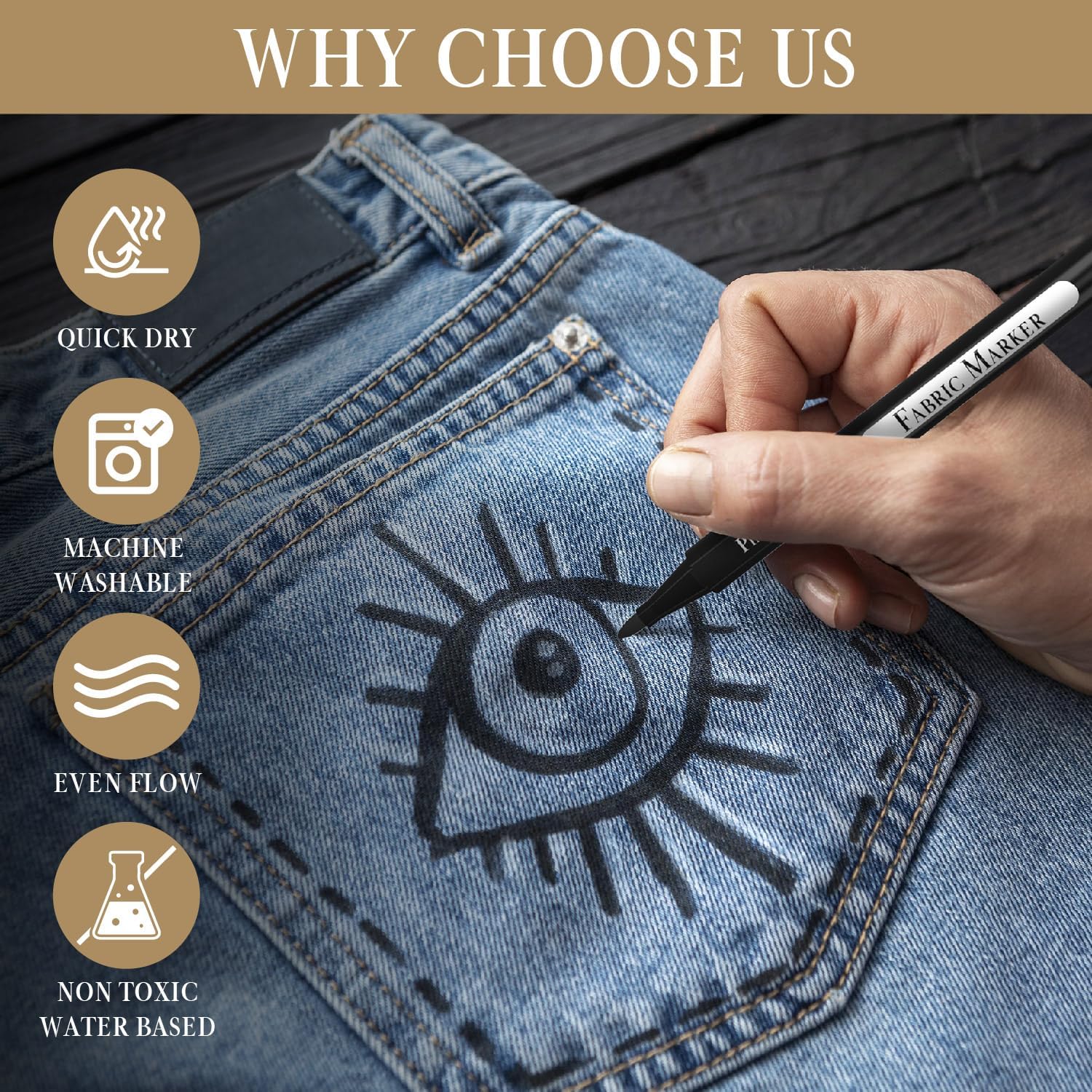 2 Black Fabric Marker | Black Fabric Markers Permanent For Clothes, T Shirts, Shoes, Laundry - Image 6